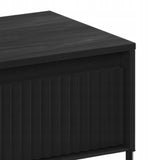 Stolik Nocny Ryflowany Front z Oświetleniem LED Prostokątny Czarny 40x46 cm