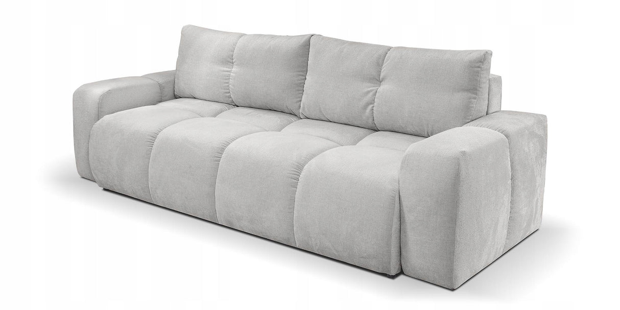 Sofa z Funkcją Spania Pojemnikiem Jasnoszara Tkanina Perfect Harmony