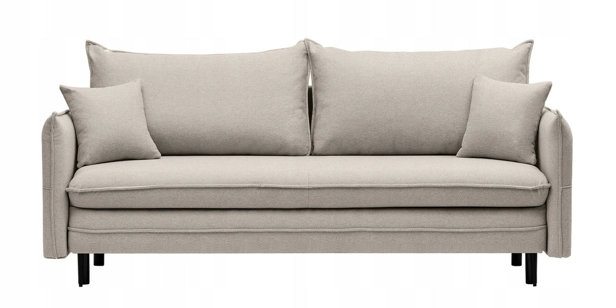 Sofa Rozkładana z Funkcją Spania i Pojemnikiem Beżowo-szara 218 x 105 cm