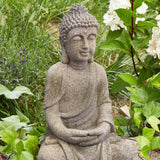 Rzeźba Ogrodowa Dekoracyjna do Ogrodu Wnętrza Ozdobna Budda Szary Figurka