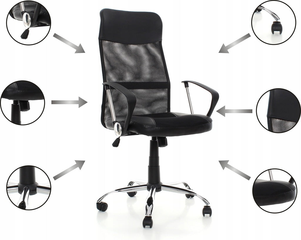 BIUROWY FOTEL OBROTOWY REGULOWANY KRZESŁO DO BIURA PRACY TILT ERGONOMICZNY