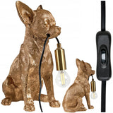 Lampa Złoty Pies Stołowa Funkcjonalna Lampka Elegancka Chihuahua Złota 32cm