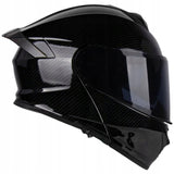 Kask Motocyklowy Szczękowy Czarny Podwójnie Przeciwsłoneczny Rozmiar XL