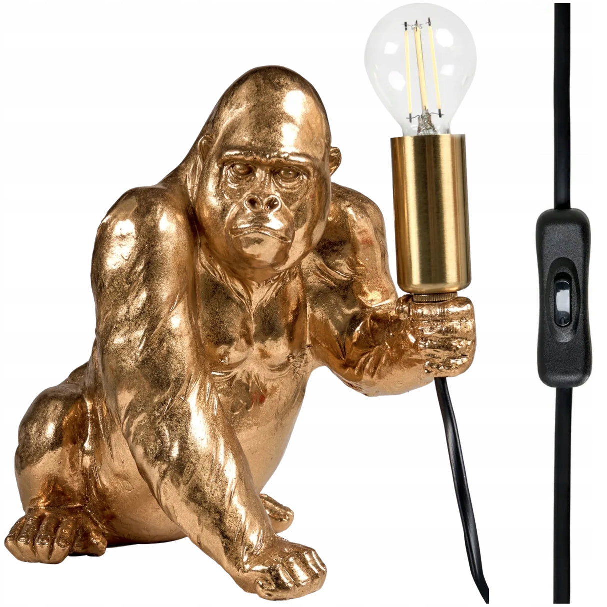 Lampa Goryl Harambe Złota Stołowa Unikatowa Mosiądz 21 cm Funkcjonalna
