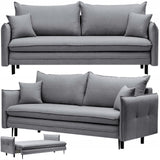 Sofa Rozkładana z Funkcją Spania i Pojemnikiem Ciemno-Szara 218 x 105 cm
