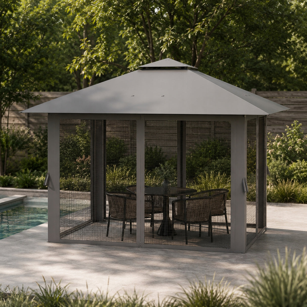 Pawilon Namiot Ogrodowy Pergola na Taras Antracytowy Szary 4x4m Wodoodporny
