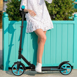 Hulajnoga Składana Miejska Regulowana Amortyzator 100KG Łożyska Duża Blue