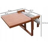 Stolik Balkonowy Wiszący Barkeley 985089 64x65x44/52cm Brązowy Eukaliptus