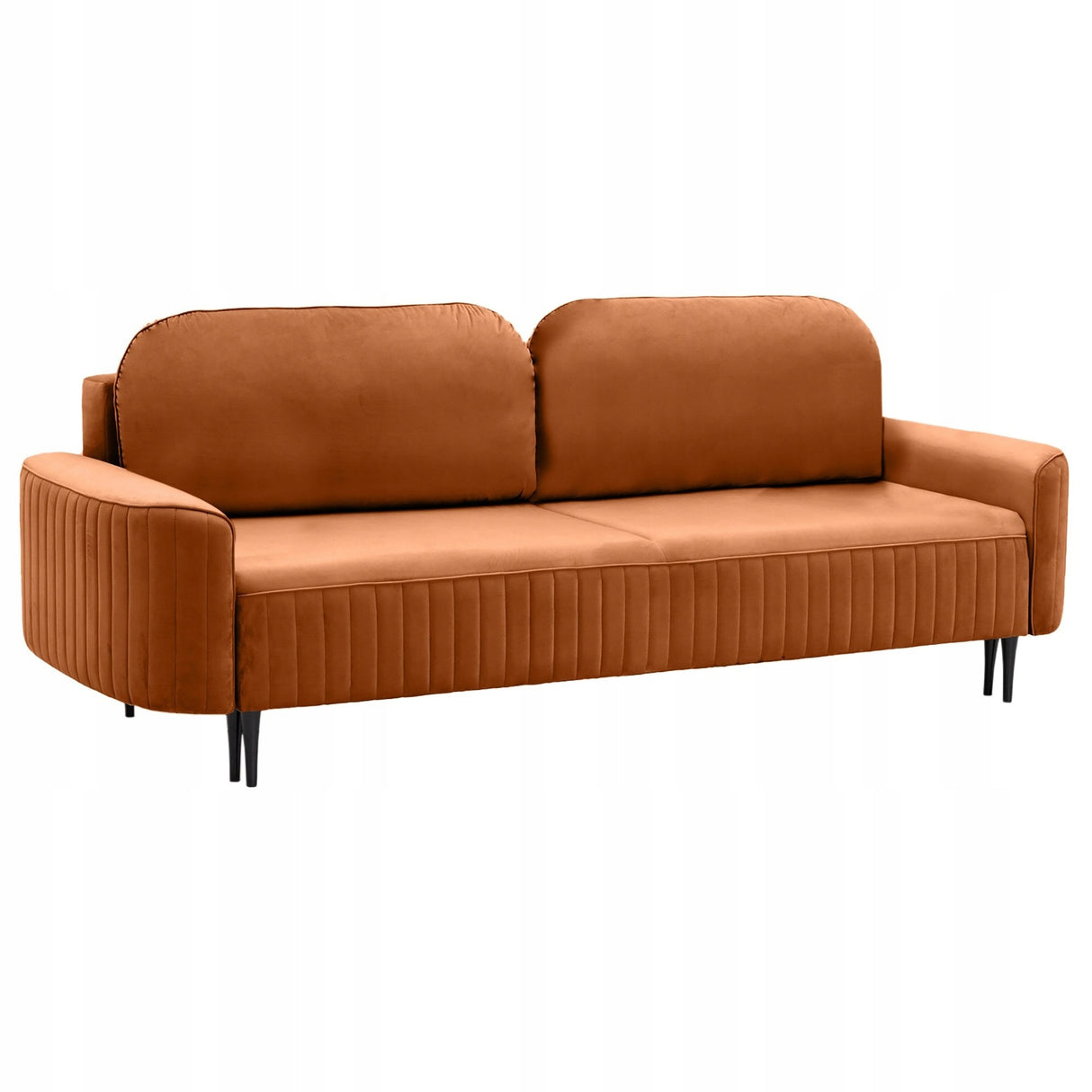 Sofa Rozkładana z Pojemnikiem na Pościel Welurowa Miedziana 244x102 cm