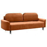Sofa Rozkładana z Pojemnikiem na Pościel Welurowa Miedziana 244x102 cm