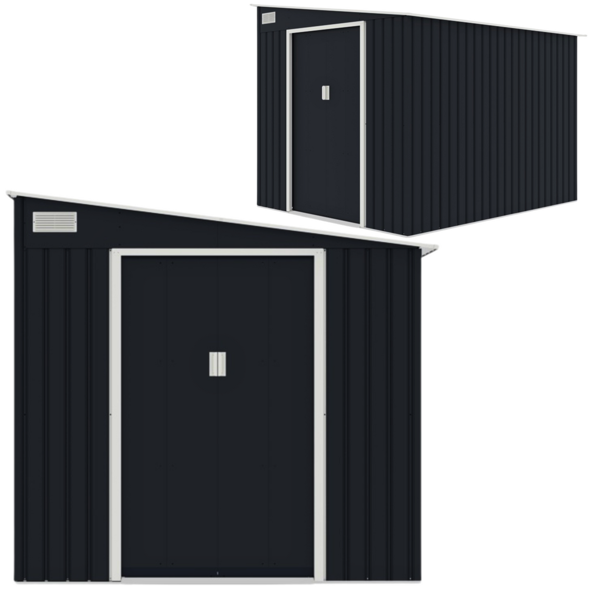 Domek Ogrodowy UNIWERSALNYM Jednospadowym Dachem Antracyt 247x311cm 7,19m²