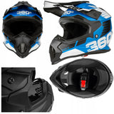 Kask Cross Enduro S Quad Daszek Niebieski Homologacja EU MTB Lekki