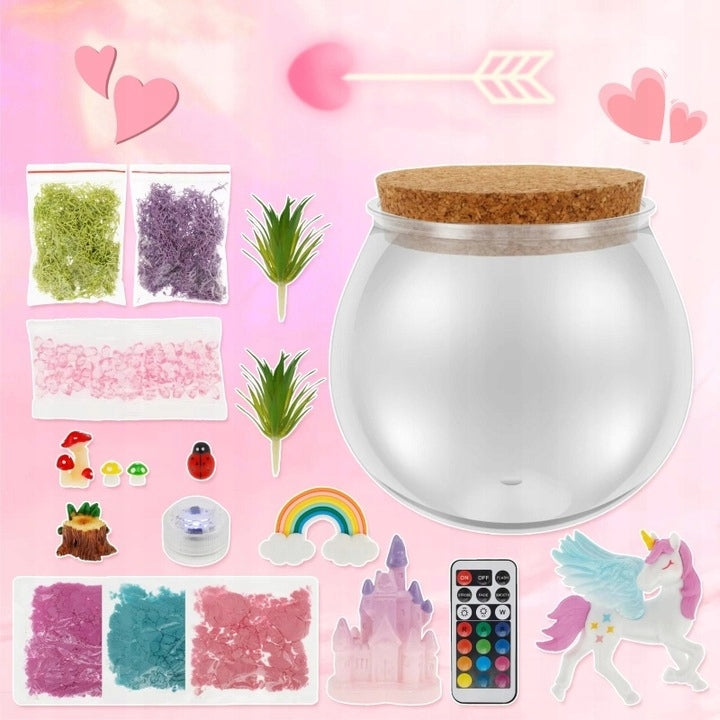 Jednorożec Kreatywny Magiczne Terrarium Zestaw dla Dzieci Lampka Nocna DIY
