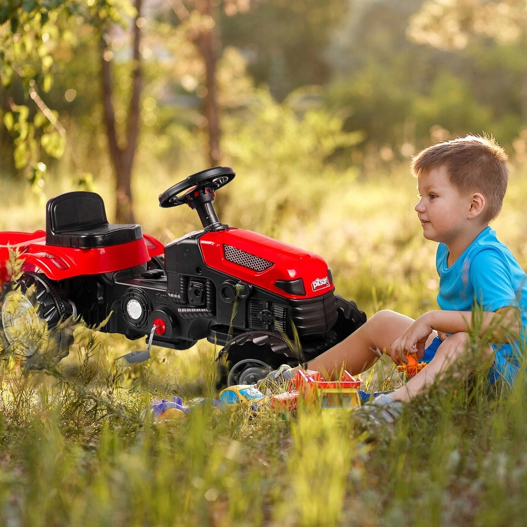 Duży Traktor na Pedały Przyczepa Jeździk dla Dziecka Czerwony TraktorekXXL