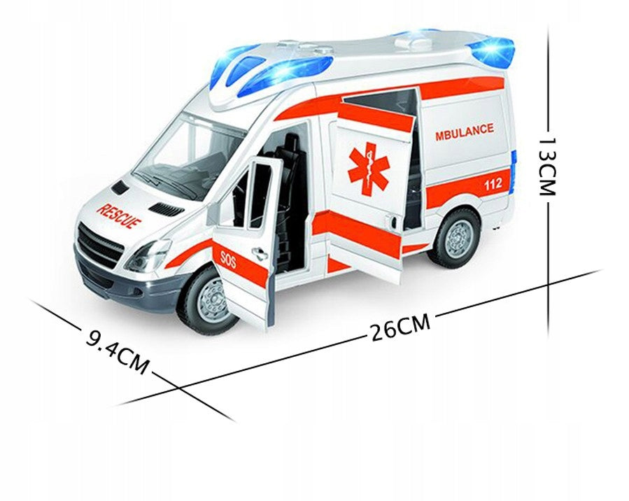 Ambulans Karetka Pogotowie 1:16 z Efektami Dźwiękowymi i Świetlnymi