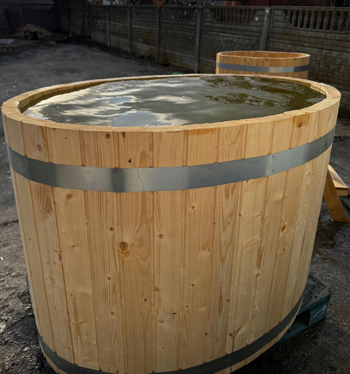 Sauna Ogrodowa z Piecem i Balią 120 cm Szwedzkie Drewno Beczka 240 cm