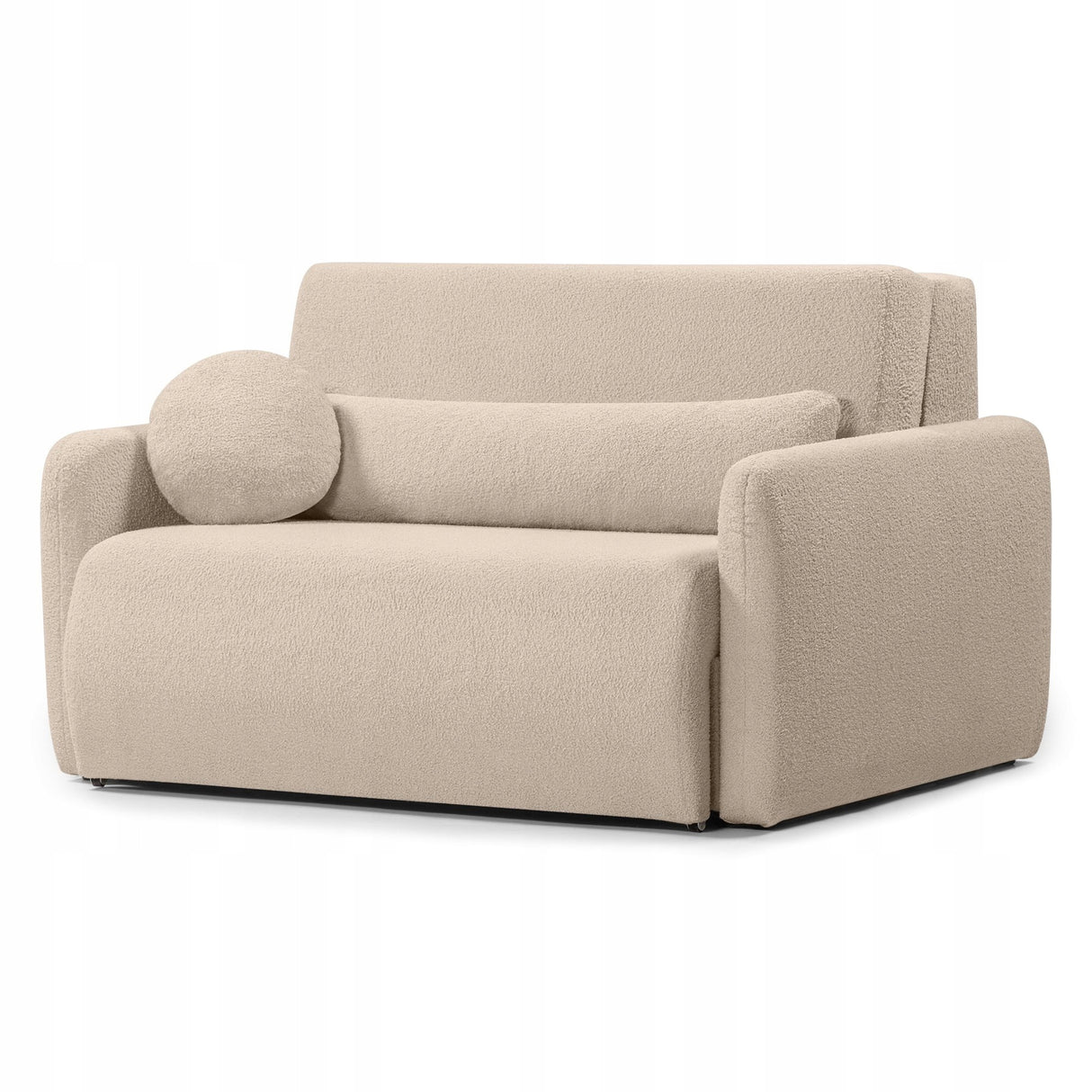 Sofa Salonowa z Funkcją Spania i Pojemnikiem na Pościel Jasnobeżowa Boucle
