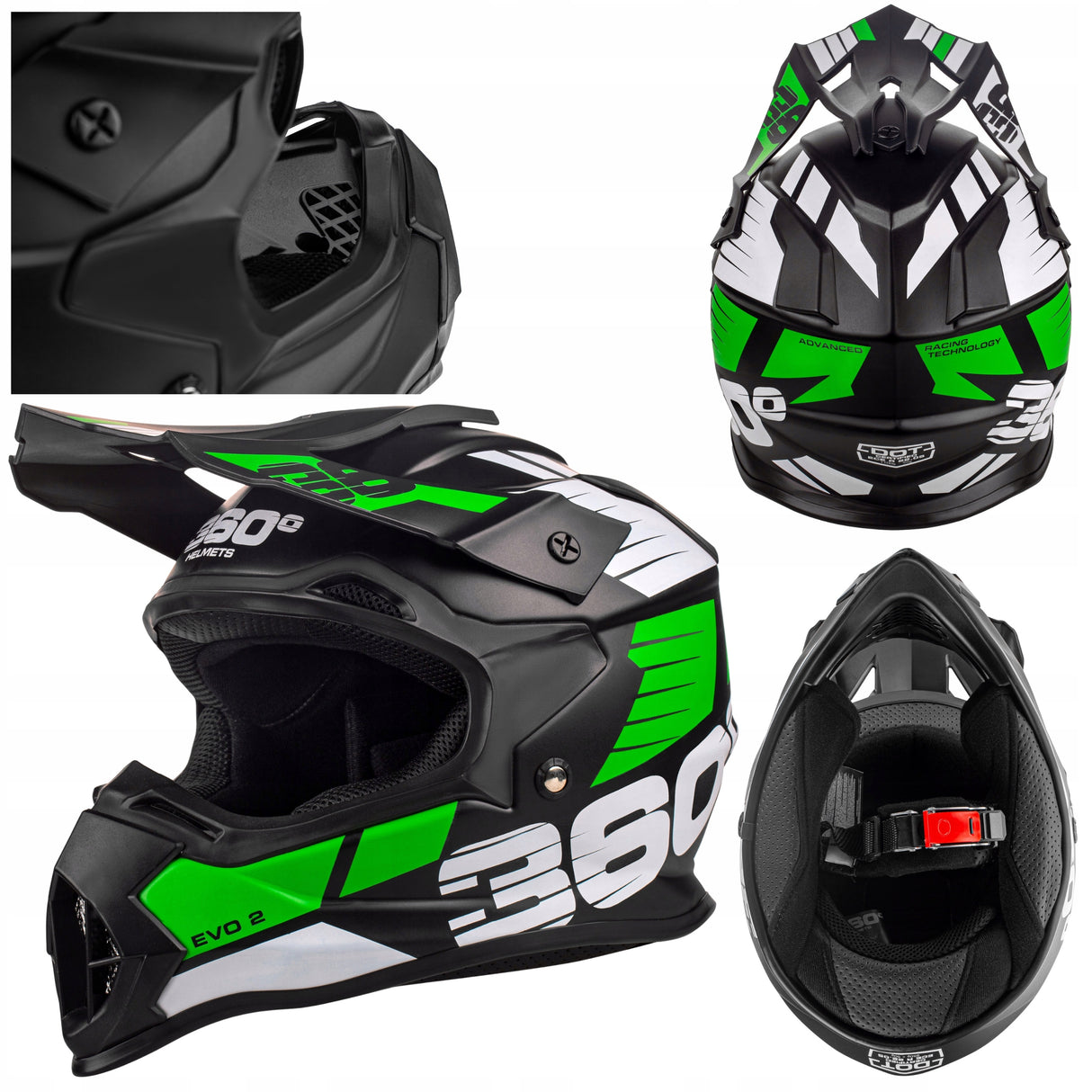 Kask S Cross Enduro Homologacja ECE Lekki MTB Quad Downhill Zielony