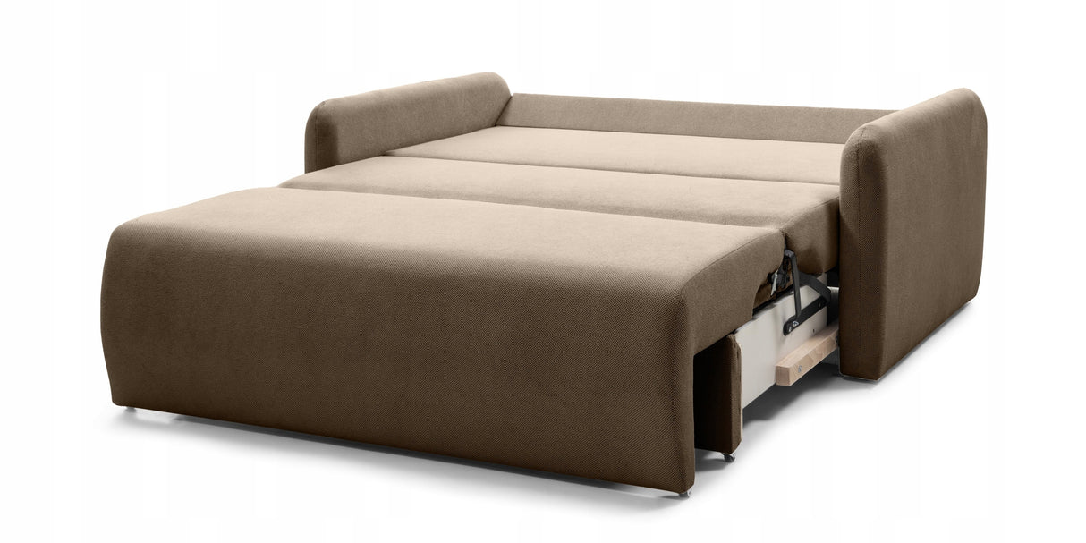 Sofa Rozkładana z Funkcją Spania i Pojemnikiem Brązowa 160x105/192 cm