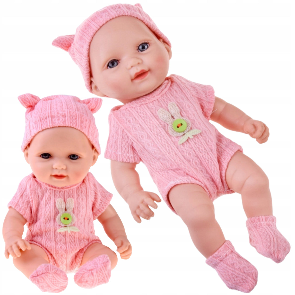 Lalka Ruchoma Lekka Bobas Urocza w Śpioszkach z Czapeczką na Prezent 26 cm
