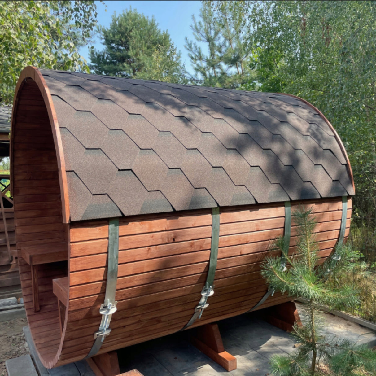 Sauna Ogrodowa Beczka 240 cm z Piecem HARVIA PC90 i Balią Szwedzkie Drewno