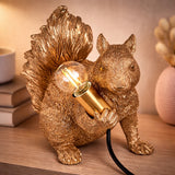 Lampa Stołowa Złota Wiewiórka Lampka Nocna Elegancka w Kształcie Wiewiórki