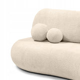 Sofa z Funkcją Spania i Pojemnikiem na Pościel Obłe Kształty Boucle Beżowa