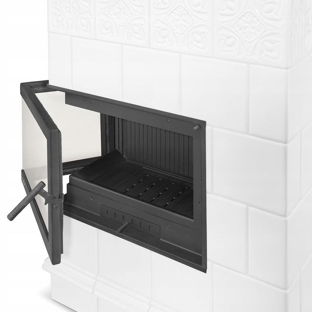 Piec Kominek Koza Ceramiczny Kaflowy Narożny 14kW Biały Obudowa Kominkowa