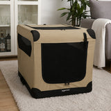 Transporter dla Psa Duży Beżowy Amazon Basics 54x76x54 cm Klatka dla Psów