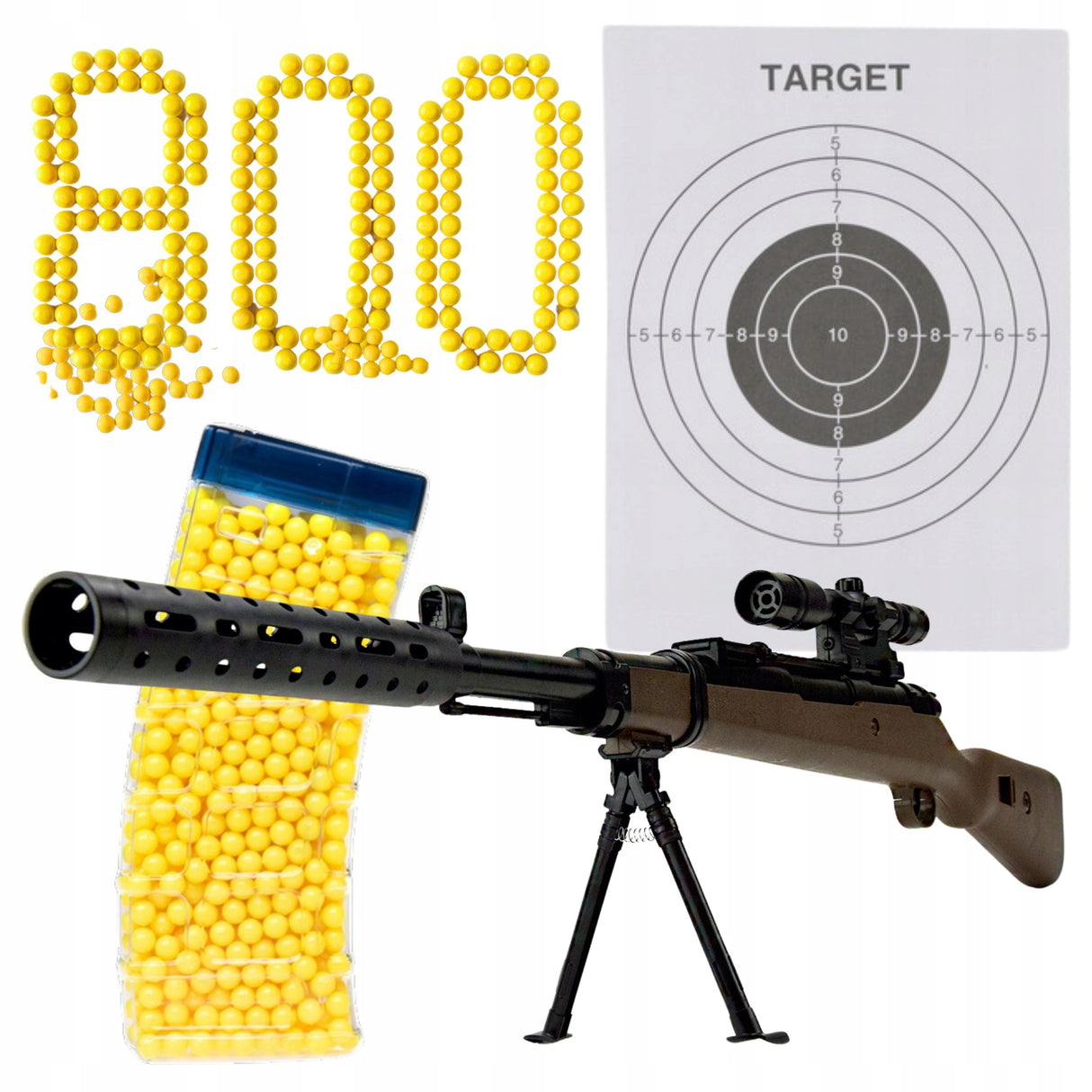 Karabin Snajperski z Lunetą na Kulki Laser 800 Kulek Pistolet 101 cm Zestaw
