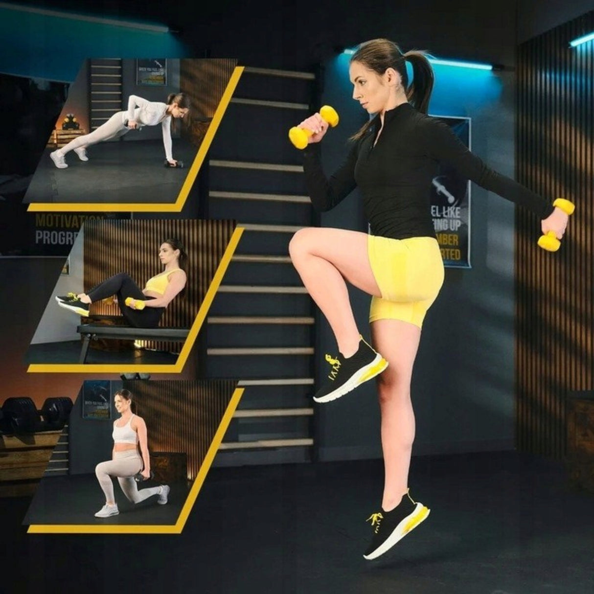 Hantle do Ćwiczeń Ciężarki Fitness Hantelki Zestaw Hantli Ciężarków Stojak
