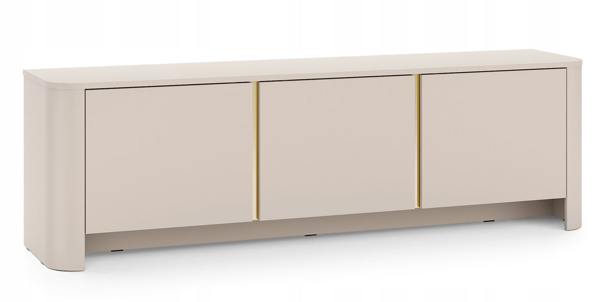 Szafka RTV Zaokrąglone Kształty Nowoczesny Design Cashmere Gold 168x39 cm