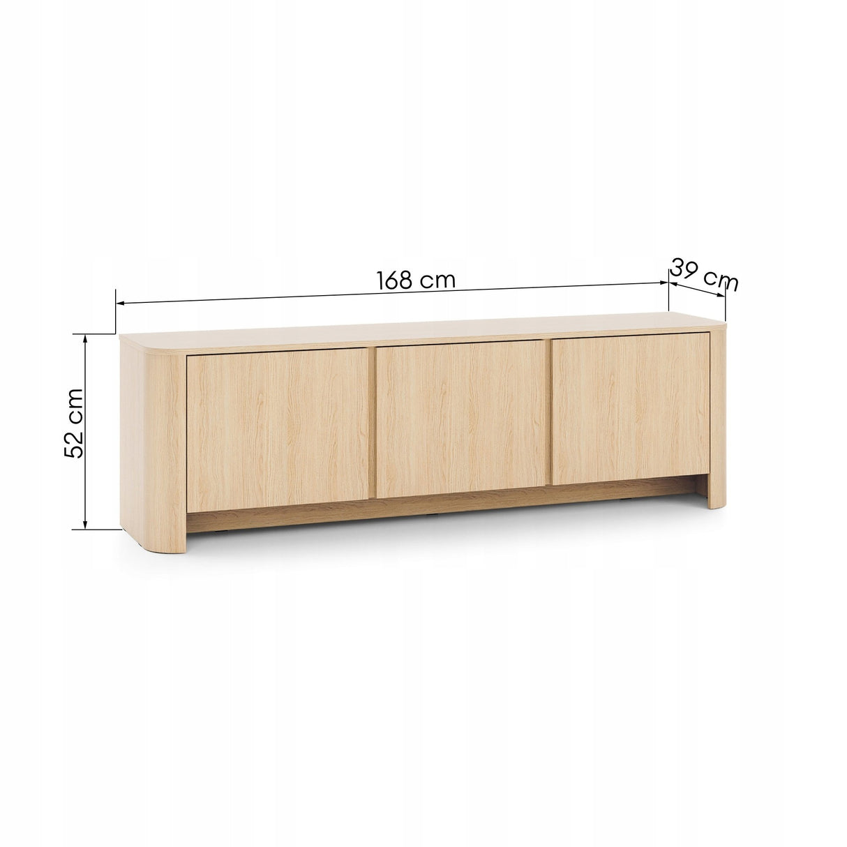 Szafka RTV Zaokrąglone Kształty Nowoczesny Design Dąb Vicenza 168x39 cm