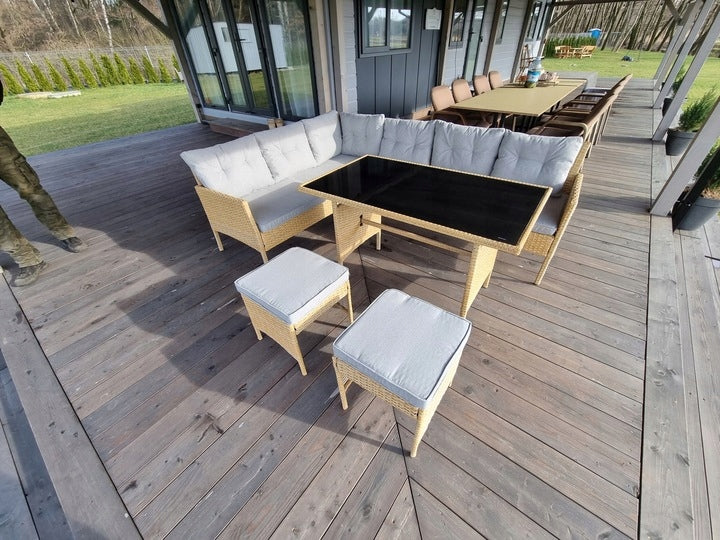 Zestaw Mebli Ogrodowych technorattan Garden beżowy 5 el. Komplet POVES