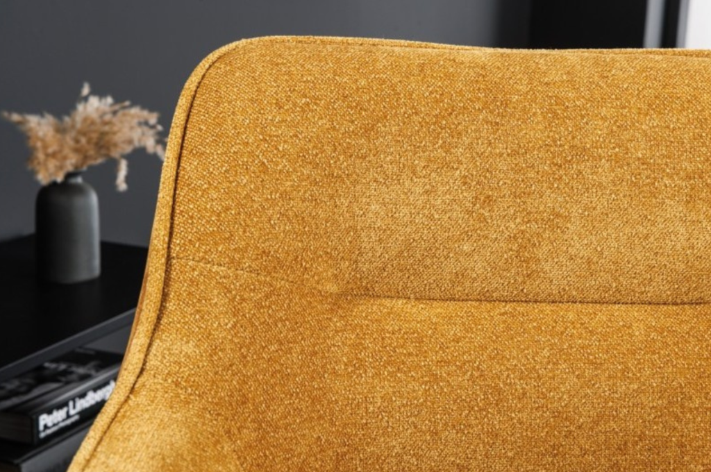 Krzesło Obrotowe Salonowe Domowe Czarne Nóżki Eleganckie Musztardowe 180'
