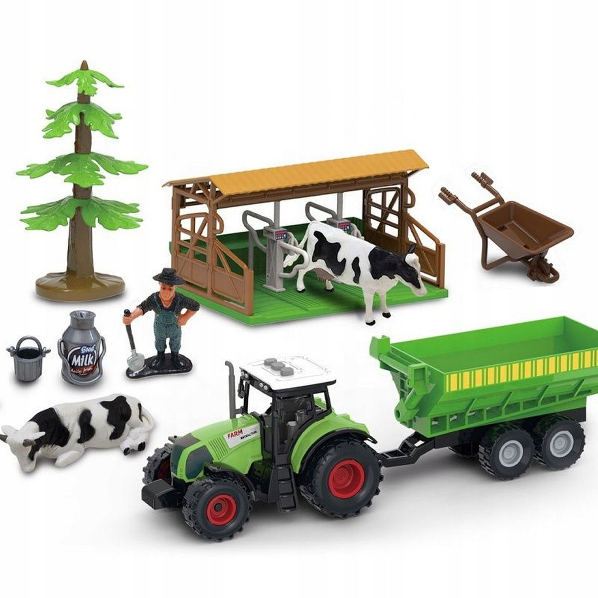 Domek Gospodarstwo Stodoła Traktor Zwierzęta Duża Farma Zestaw 2w1 Figurki