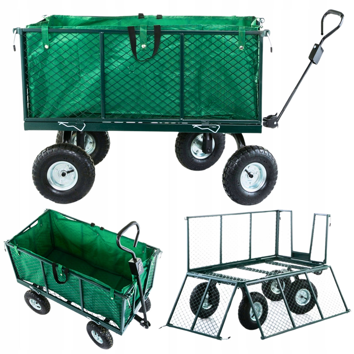Wózek Transportowy Rozkładany Ogrodowy Taczka Przyczepka Burty 450 kg 250L