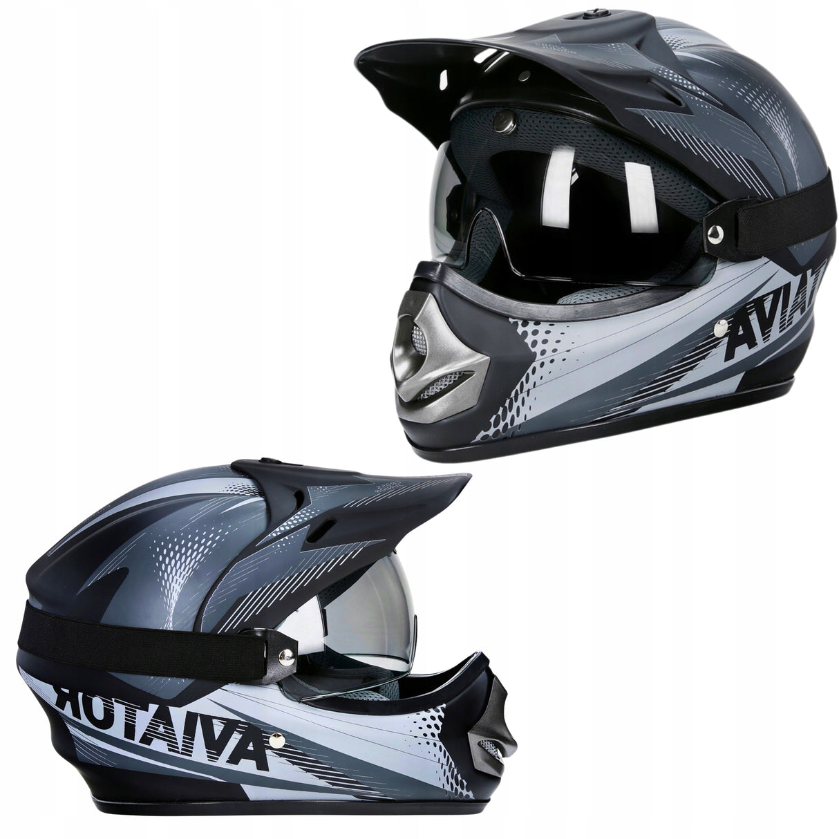 Kask Motocyklowy Crossowy Enduro na Quad Skuter Motor Szary L
