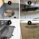 Grill Gazowy Ogrodowy Nierdzewny Żeliwny Ruszt 4+1 17,4kW Z Szafą na Butle