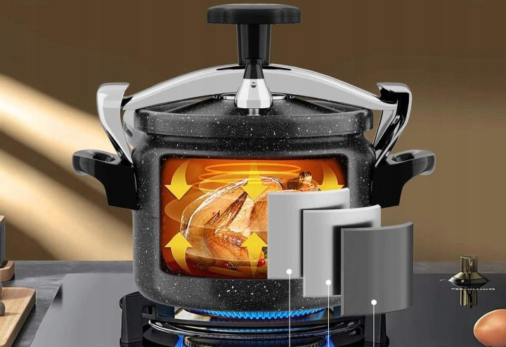 Szybkowar Aluminiowy Garnek Ciśnieniowy Indukcja Gaz Czarny Duży 15L