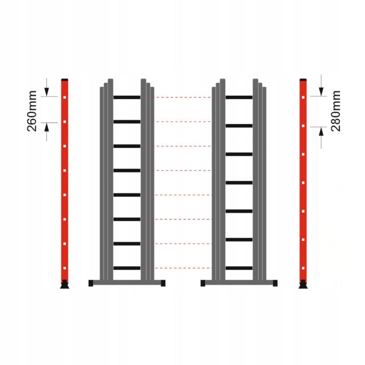 Drabina aluminiowa 3x8 wielofunkcyjna na schody 6,48m 150kg + GRATIS POVES