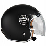 Kask Motocyklowy Elegancki Premium Neo-Retro Nox M Czarny Mat Skóra Beż