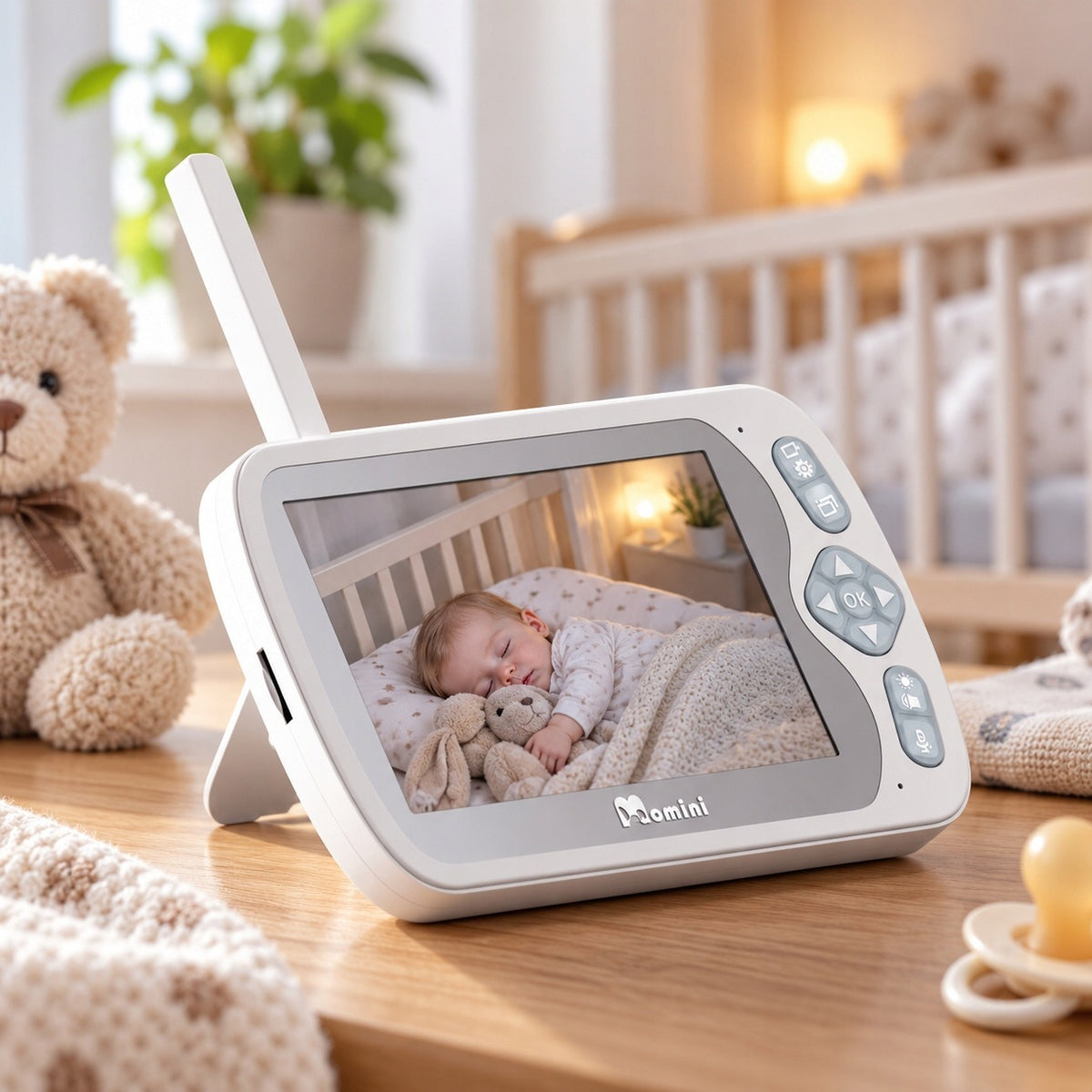 Niania Elektroniczna Momini BlissEye 5" Cali Full HD VOX Biały Tryb Nocny
