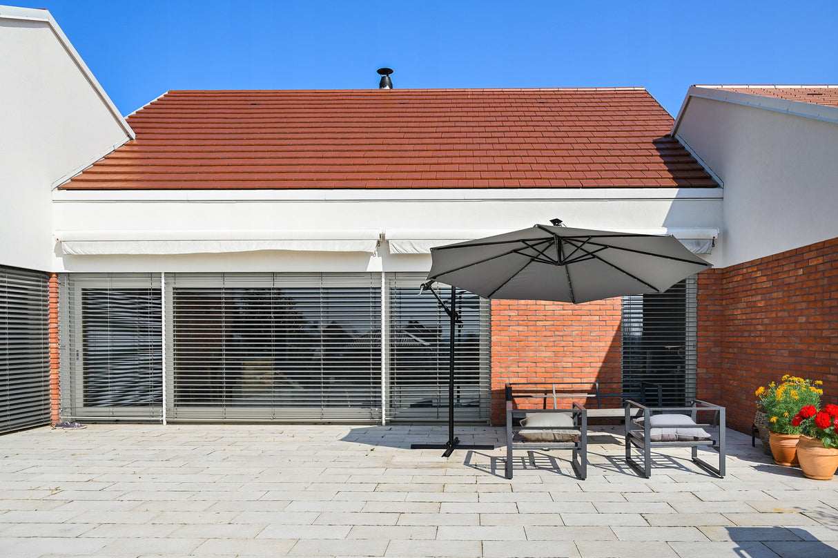 Parasol Tarasowy Lehmann Flash 350 cm Wysięgnik I Pokrowiec Regulowany LED
