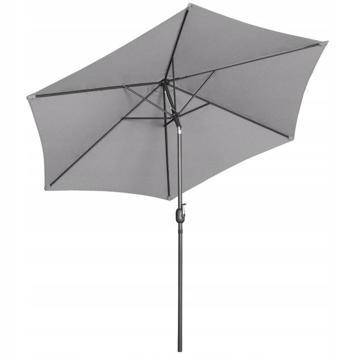 Okrągły Parasol Ogrodowy Balkonowy Uchylny Duży Z Korbką Śr.300Cm Szary
