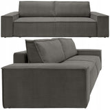 Sofa Rozkładana z Pojemnikiem na Pościel Sztruksowa Ciemnoszara 257x102cm