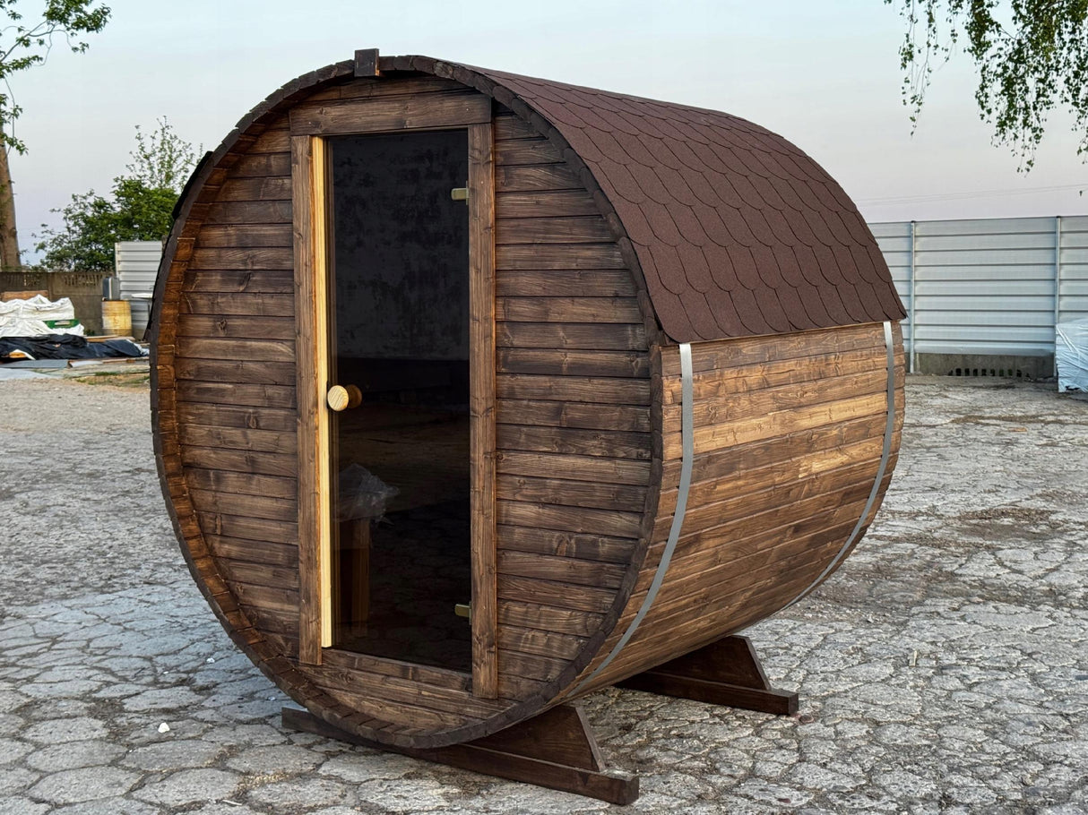 Sauna Ogrodowa Beczka 180 cm z Piecem HARVIA VEGA do Samodzielnego Montażu