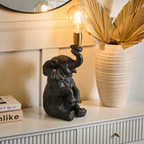 Lampa Czarna Stołowa w Kształcie Słonia Elegancka Lampka Mosiądz 37cm Słoń