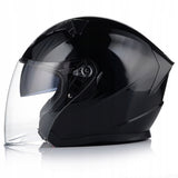 Kask Motocyklowy Otwarty Ochronny Chopper Skuter Czarny Połysk Rozmiar XL