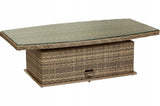 Stół z Regulowaną Wysokością Blat Szklany Stelaż Aluminium Technorattan